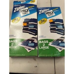 New  Ziploc Space Bag Vacuum Seal LARGE Storage Bags 5 Bags Total 20-24 Sweaters
